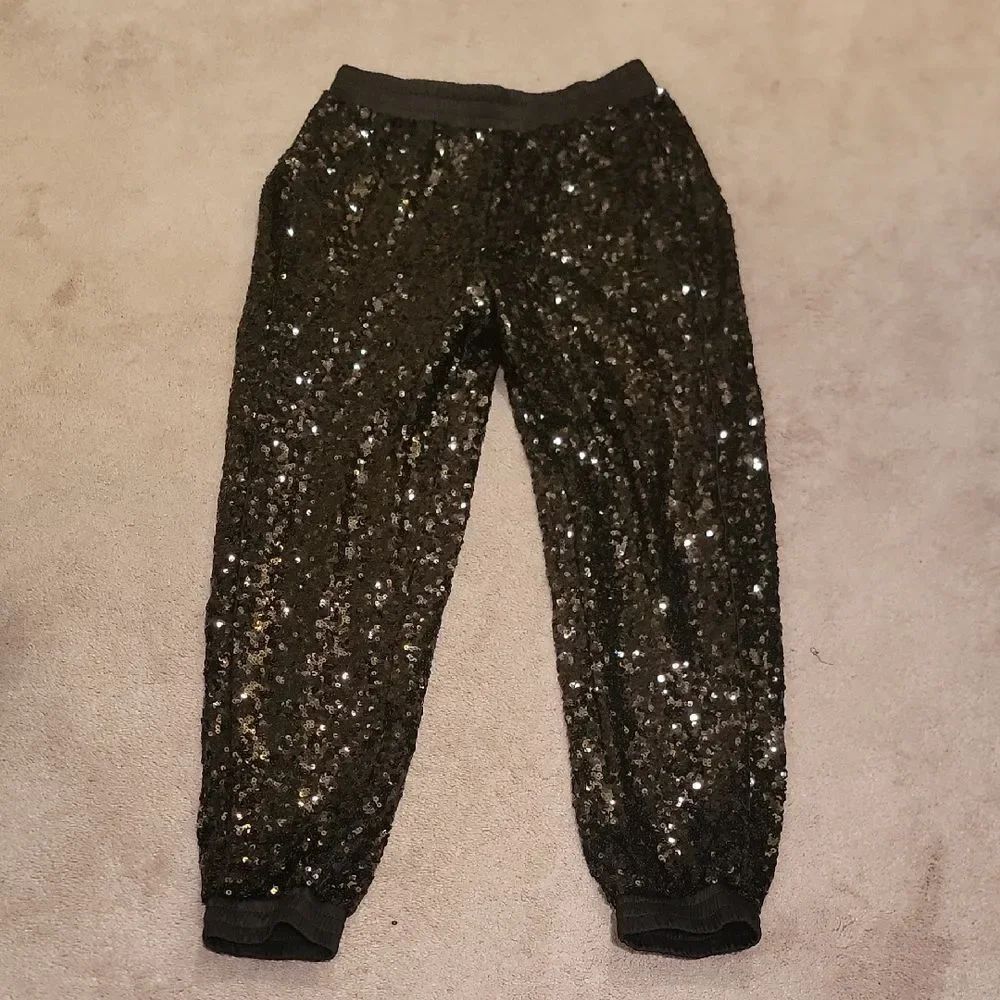 NWT bebe Black Sequin Joggers
